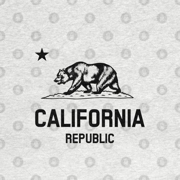 California Republic 'bear flag revolt' - black print by retropetrol